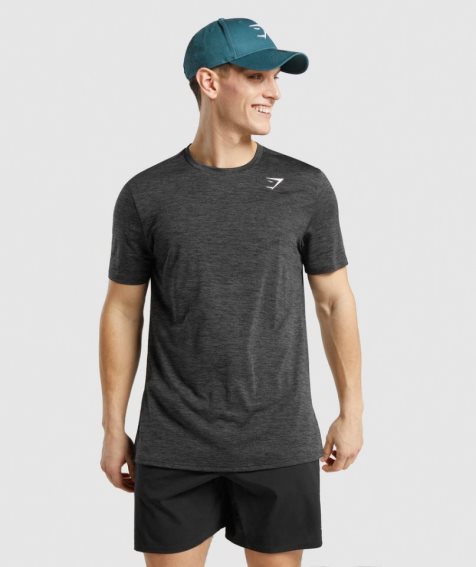 Men's Gymshark Arrival Marl T-Shirts Black | CA 63DN07